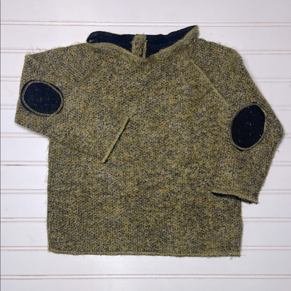 ZARA VGUC Boys Neutral Multicolor Boucle High Neck Elbow Pad Sweater